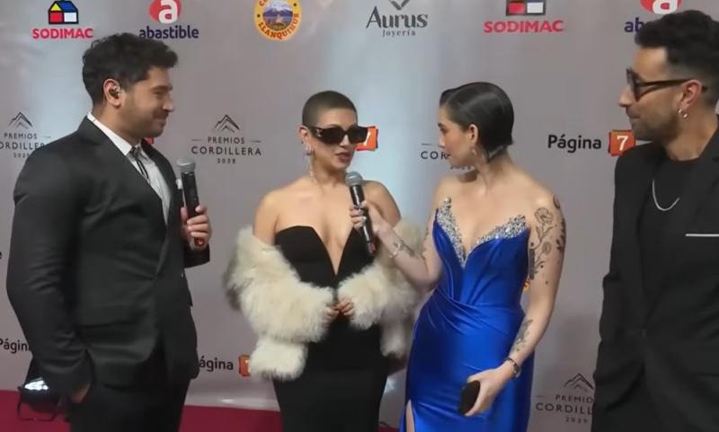 Karla Melo y Dunga durante su paso por la alfombra roja de los Premios Cordillera - Youtube