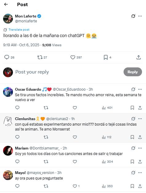 Post de Mon Laferte | X