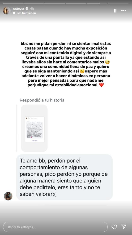 Katteyes en sus historias | Instagram