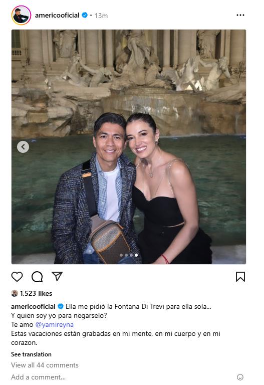 Américo y su publicación para Yamila | Instagram