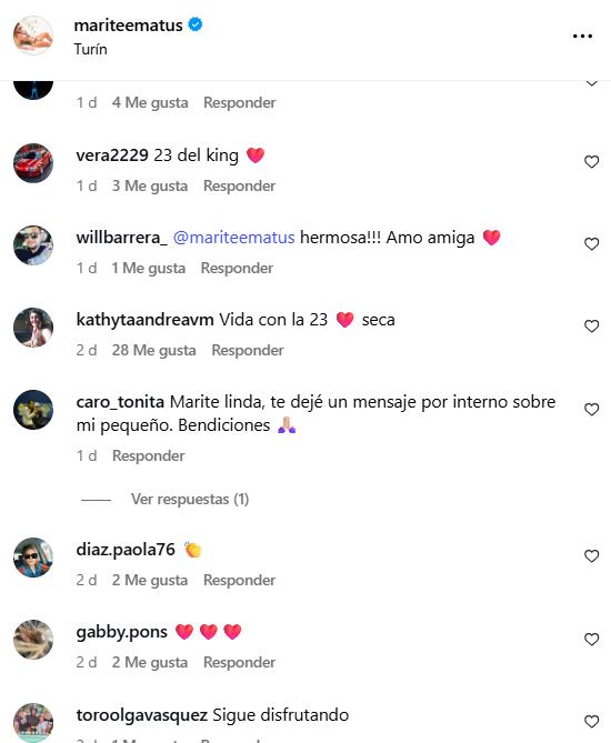 Los comentarios que generó la publicación de Marité Matus - Instagram