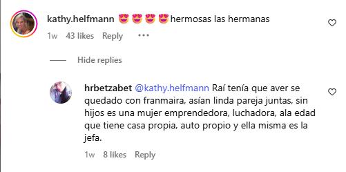 Comentario de mamá de Rai a Macarena Maira | Instagram