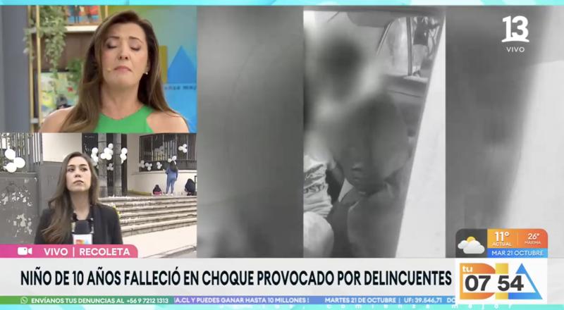 Priscilla Vargas se emociona al hablar sobre la muerte de niño de 10 años en Recoleta.