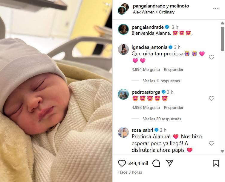 Los mensajes que recibieron Pangal Andrade y Meli Noto tras nacimiento de su hija - Instagram