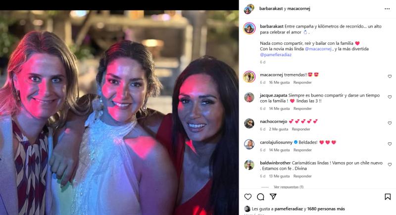 Hermana de Felipe Kast comparte foto con Pamela Díaz - Instagram @barbarakast