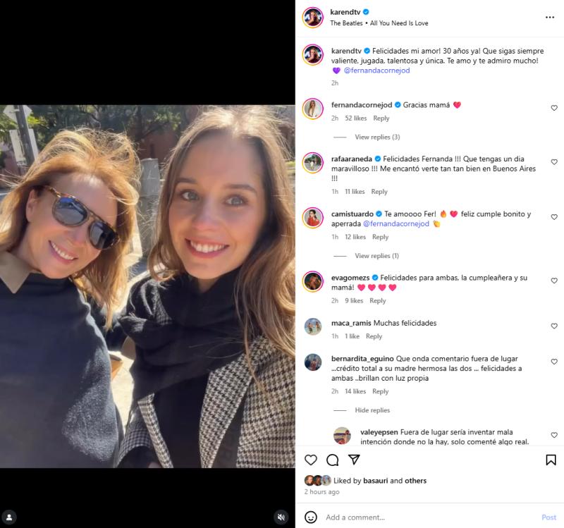 Karen Doggenweiler saludando a su hija Fernanda | Instagram