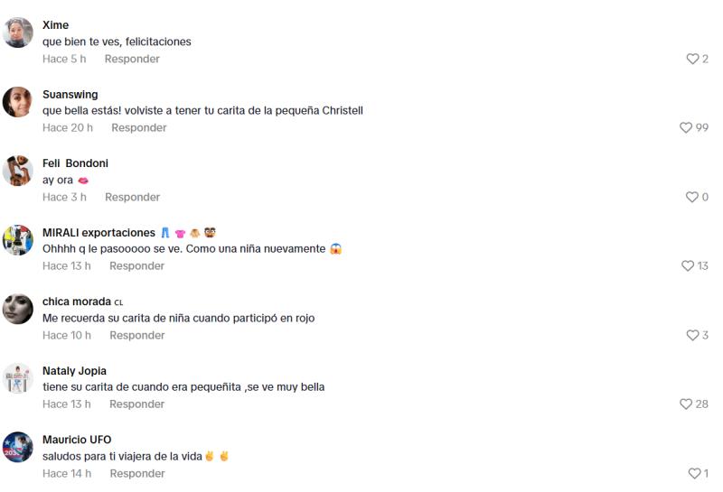 Comentarios en el video de Christell - Captura