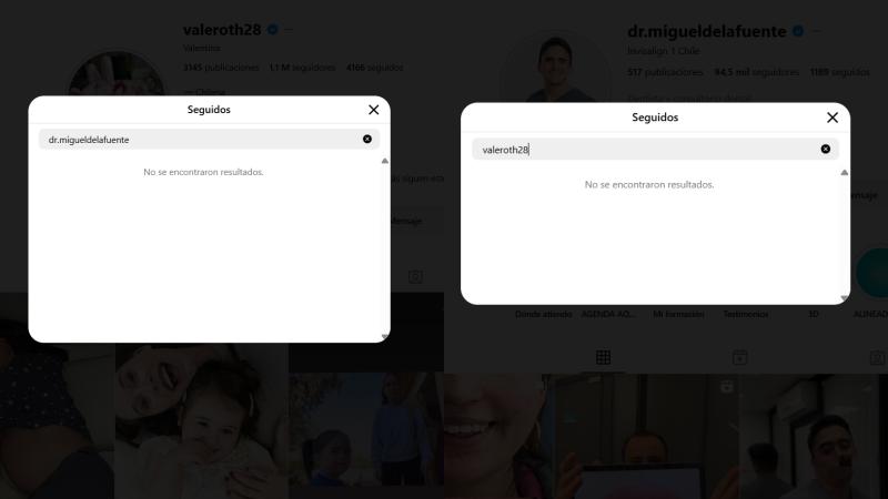 Vale Roth y Miguel de la Fuente ya no se siguen en Instagram - Captura
