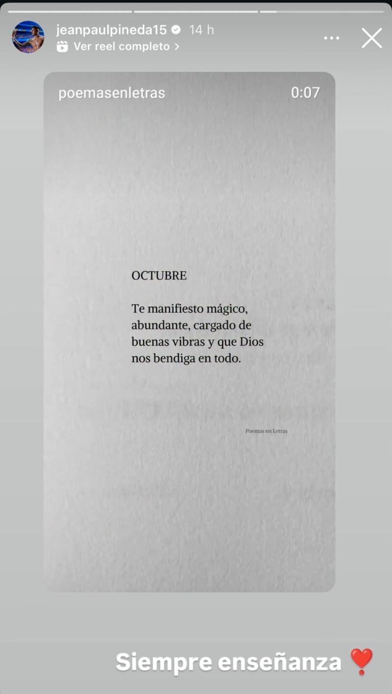 La última publicación de Jean Paul Pineda antes de ser detenido - Instagram