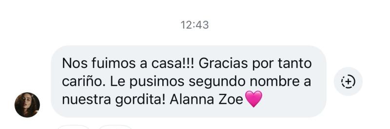 Segundo nombre hija de Pangal Andrade y Melina Noto | Instagram