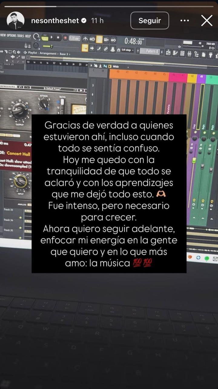 Historia de "Nes" - Instagram