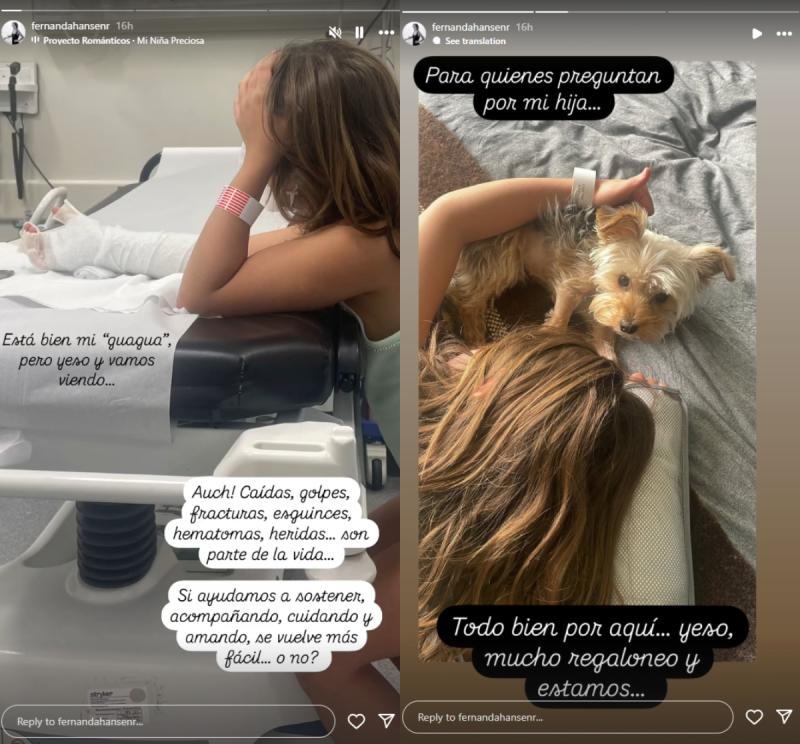 Hija de Fernanda Hansen se accidenta | Instagram