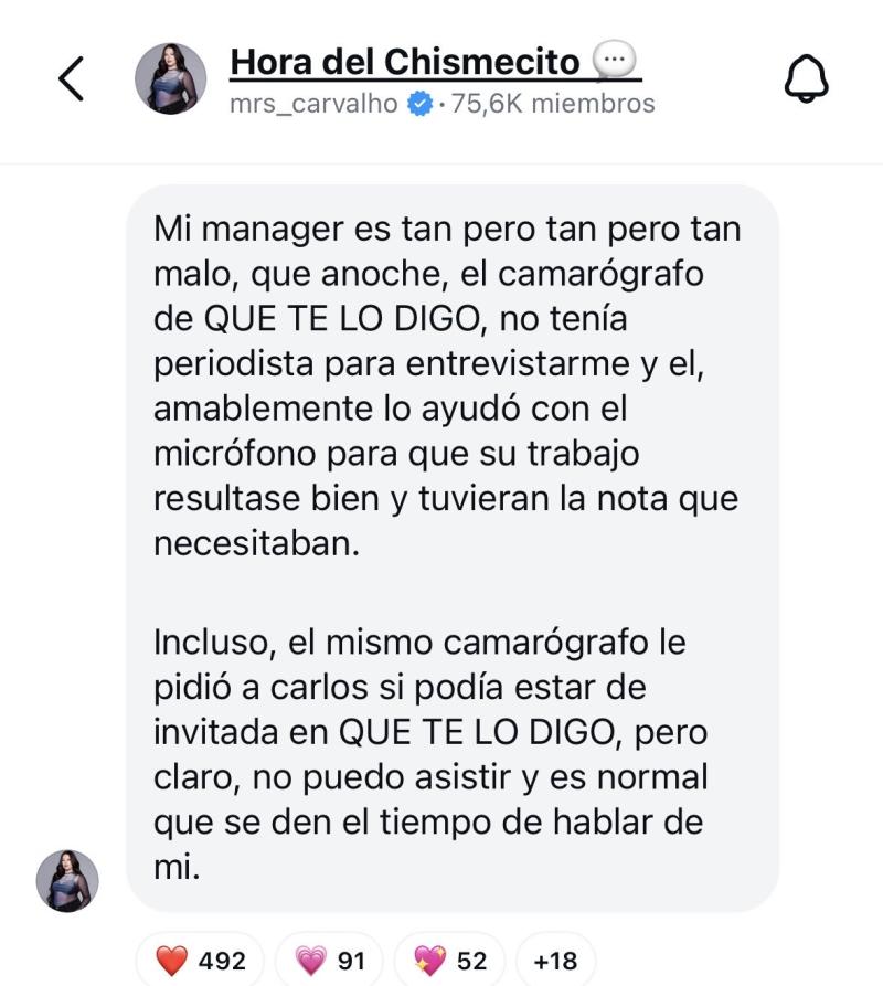 Michelle Carvalho compartió potente descargo contra Danilo 21 - Canal de difusión