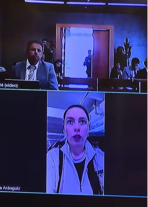 Captura de audiencia entre Daniela Aránguiz y Juan David Rodríguez