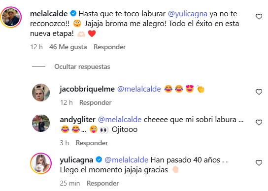 Comentario de Mel Alcalde a Yuli Cagna | Instagram