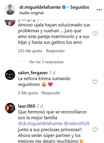 Reacciones que generó el video de Miguel de la Fuente con Vale Roth - Instagram