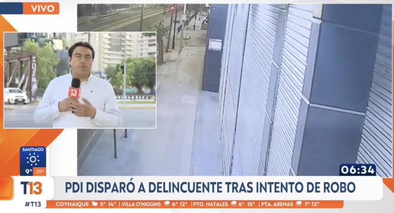 PDI balea a delincuente en Santiago.