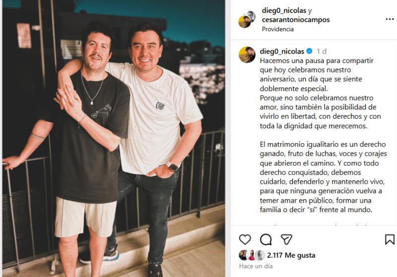 El romántico saludo del esposo de César Campos por su aniversario - Instagram