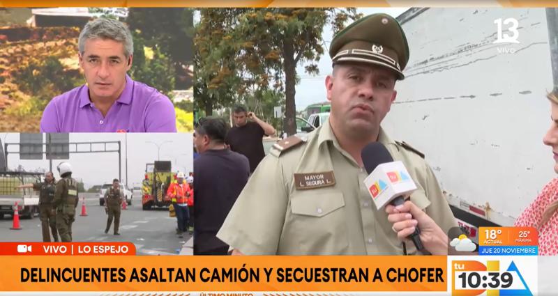 Violento intento de robo en autopista en la comuna de Lo Espejo dejó peoneta herido y chofer fue secuestrado