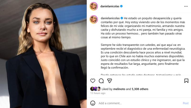 Daniela Nicolás y los detalles de su enfermedad | Instagram