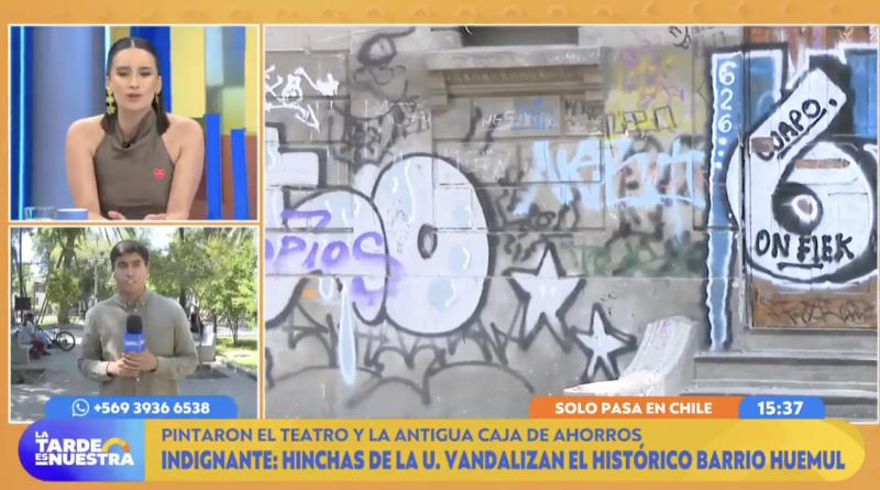 Hinchas de la U vandalizan histórico barrio de Santiago.