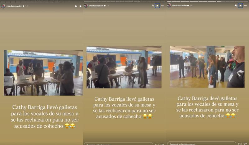 Cathy Barriga vive insólito momento en local de votación.