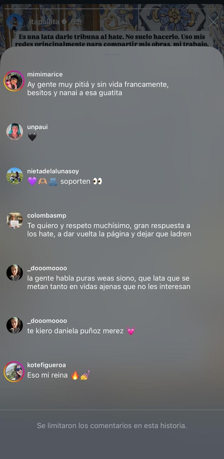 Comentarios en historia de Daniela Pérez | Instagram