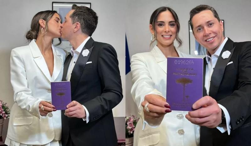 Fran Virgilio y Karol Lucero en su boda por el civil