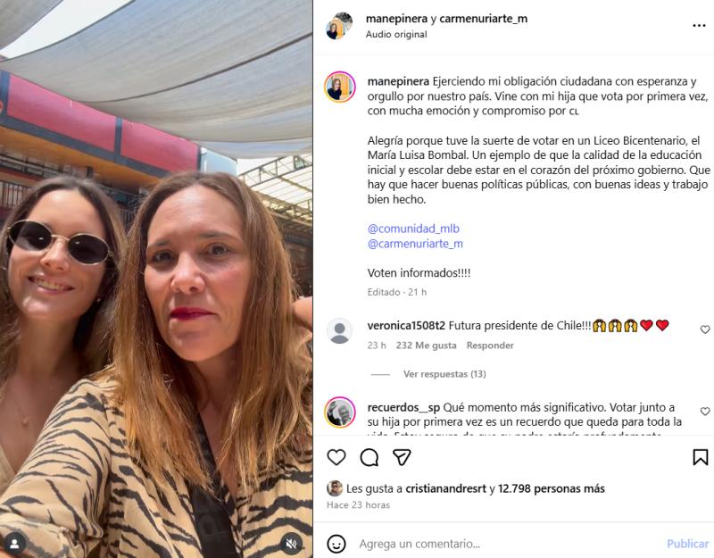 Nieta e hija de Sebastián Piñera | Instagram