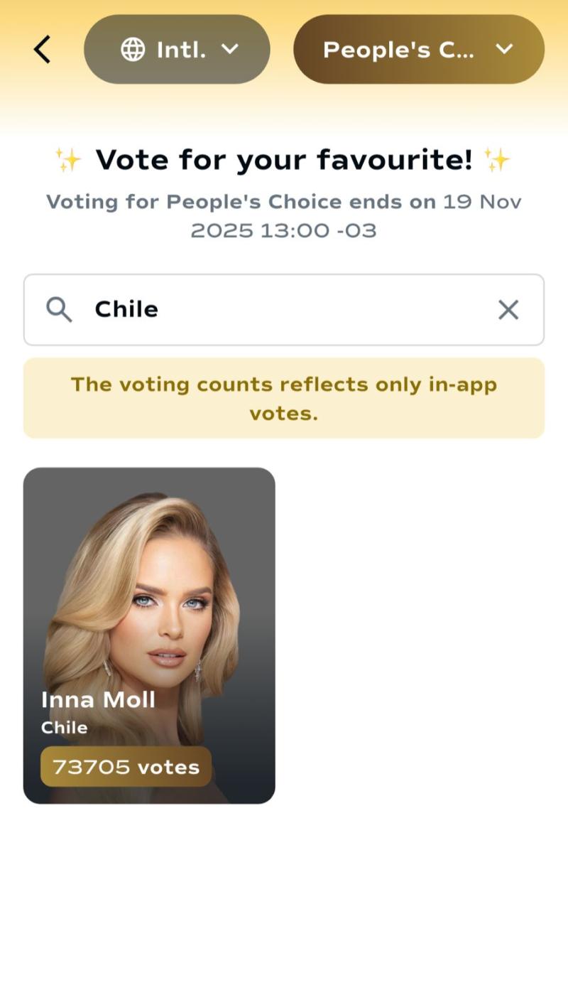 Vota por Inna Moll para el Miss Universo 2025