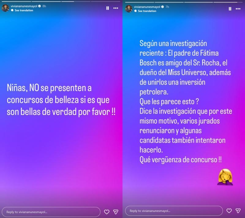 Descargo de Viviana Nunes po Miss Universo | Instagram