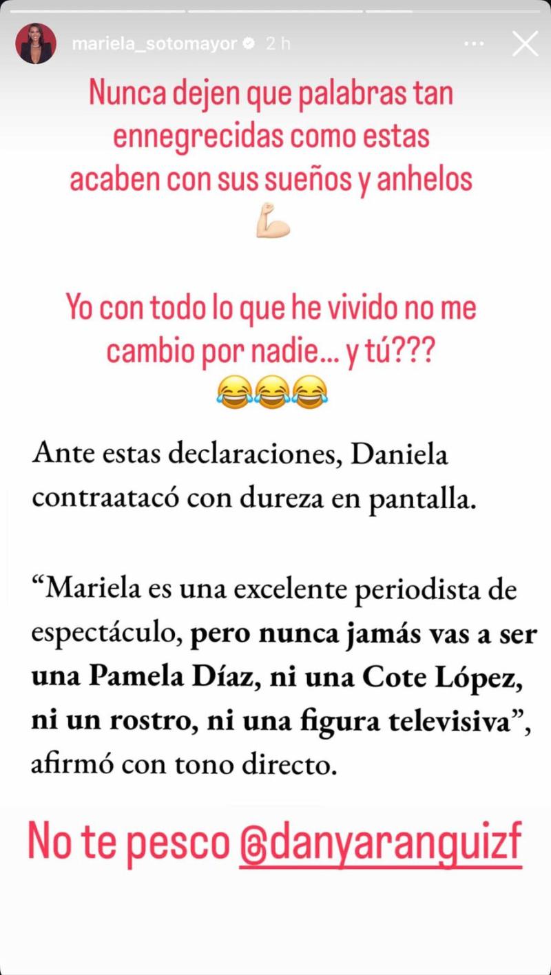 Mariela Sotomayor respondió a ninguneo de Daniela Aránguiz - Instagram