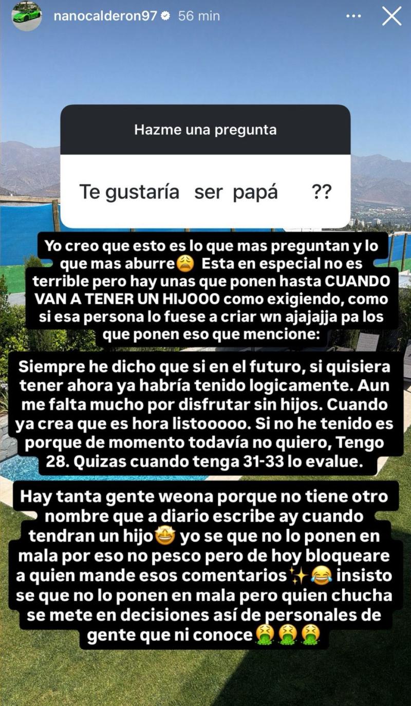 Historia de Nano Calderón | Instagram