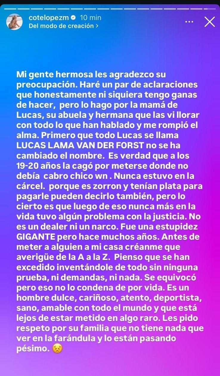 Coté López defiende a su pololo | Instagram