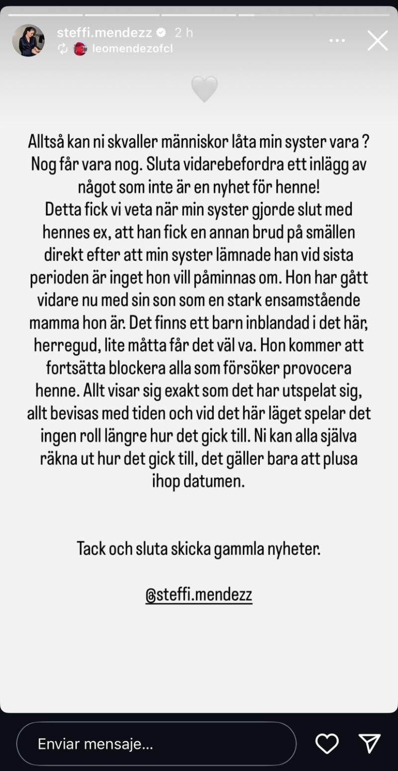 Historia de Steffi Méndez - Instagram