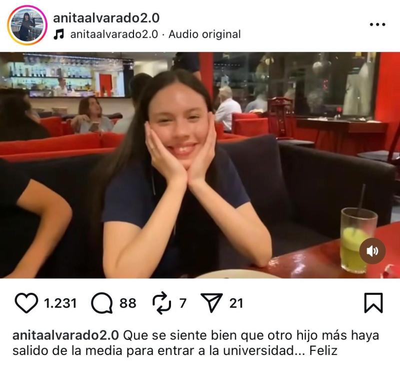Hija de Anita Alvarado - Instagram