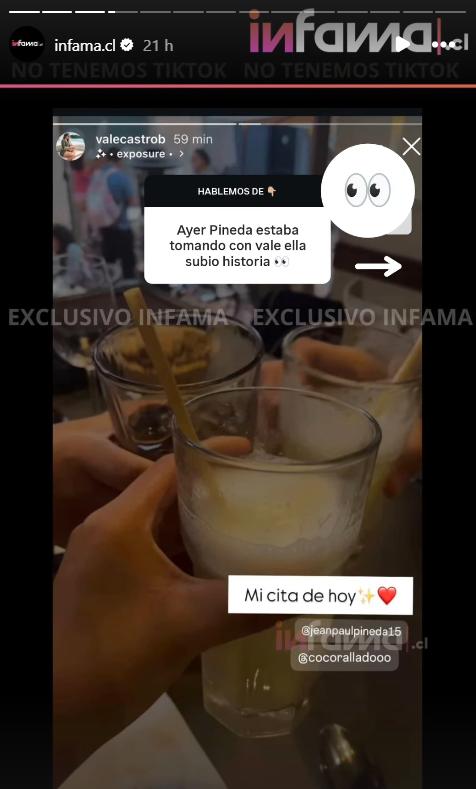Jean Paul Pineda había estado en local nocturno con Valentina Castro - Instagram Infama