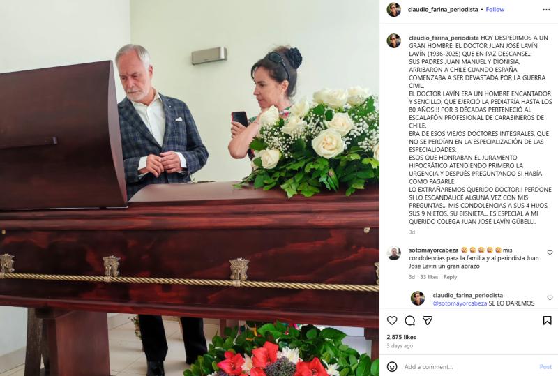 Juan José Lavín en el velorio de su padre | Instagram