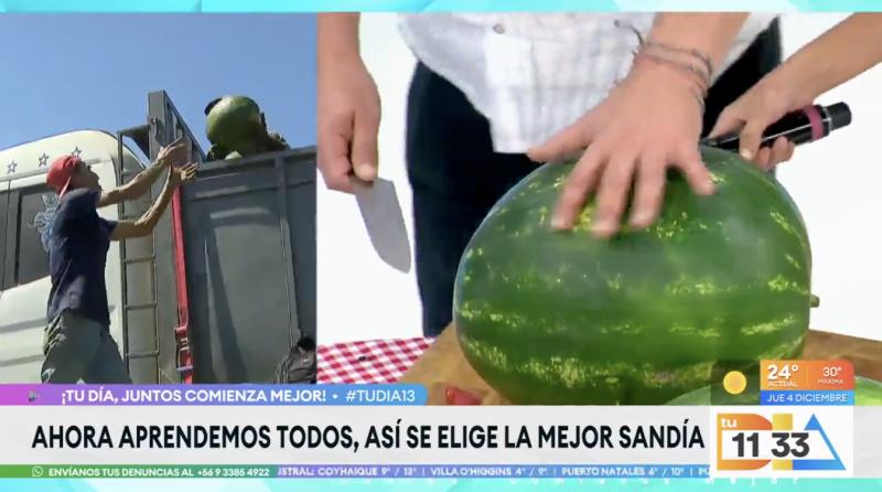 José Luis Repenning enseña técnica para elegir mejor sandía.