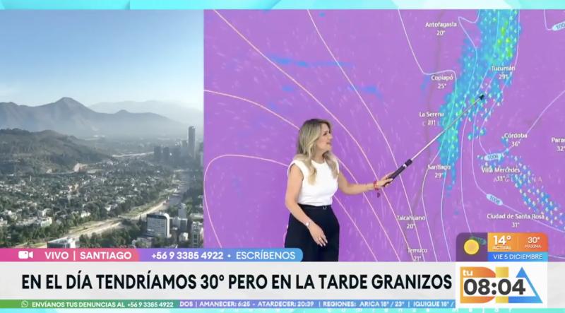 Michelle Adam anuncia lluvias y granizos para este fin semana.