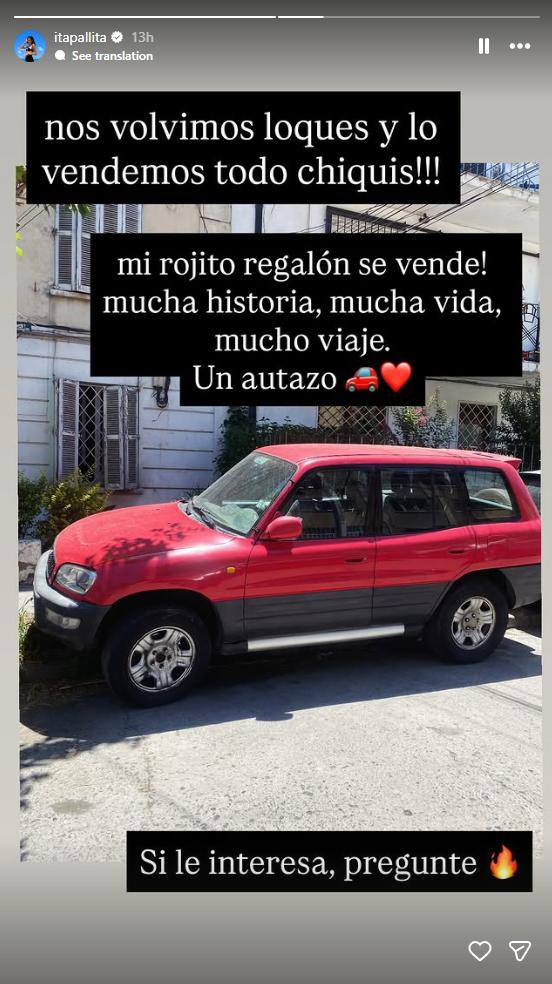 Daniela Pérez vende su auto | Instagram