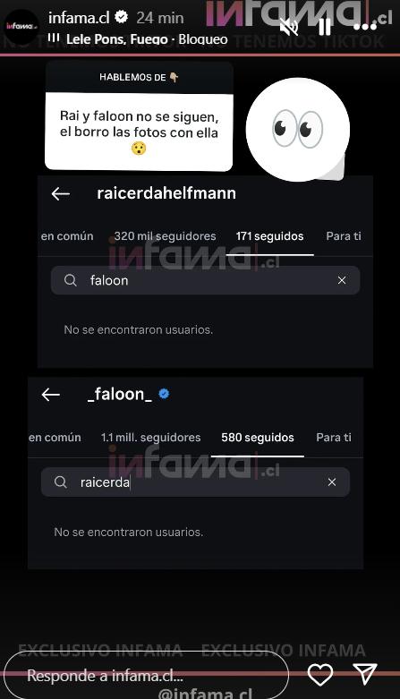 Historia de Infama sobre Faloon Larraguibel y Raimundo Cerda | Instagram