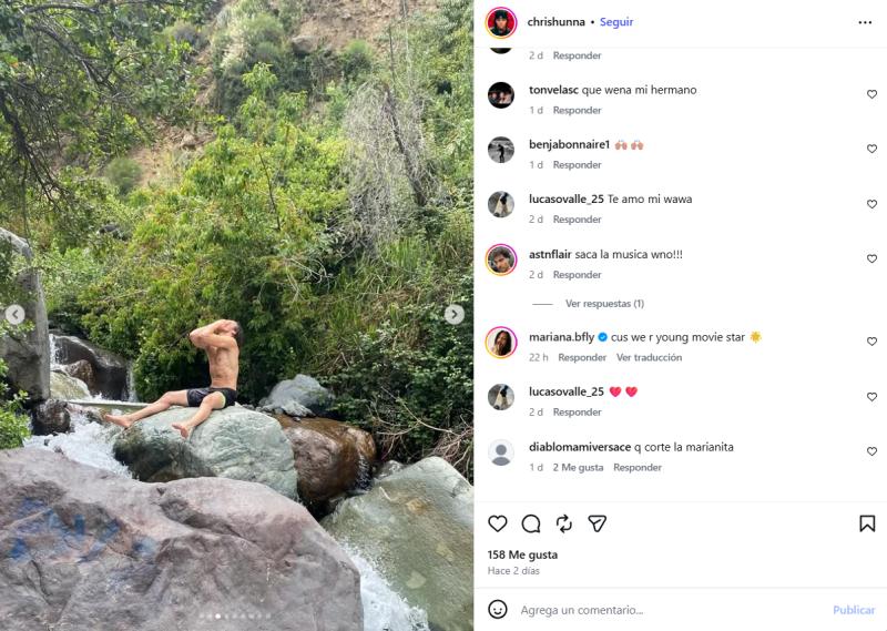 La publicación de Chris Hunna donde destaca el comentario de Mariana Bftly - Instagram