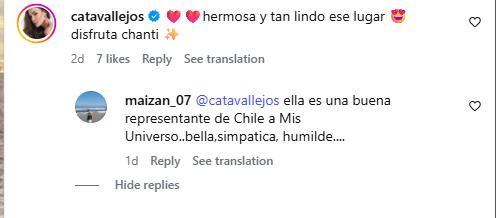 Chantal Gayoso y comentarios por Miss Chile | Instagram