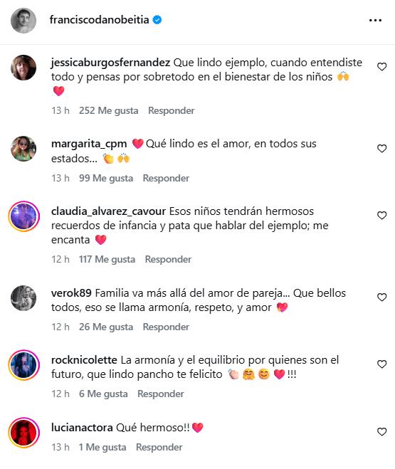 Reacciones que generó publicación de Francisco Dañobeitía - Instagram