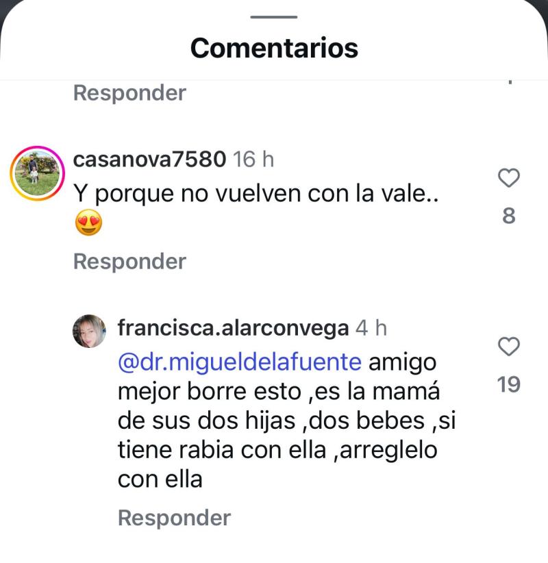 Comentario ex de Vale Roth | Instagram