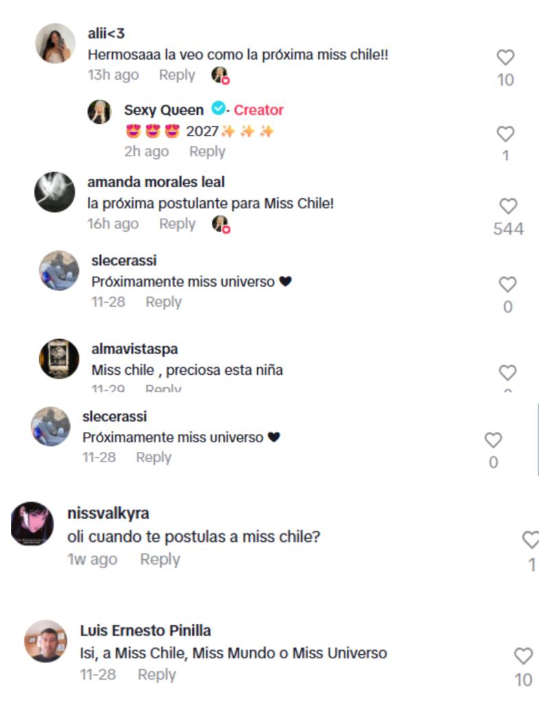 Comentarios postulando al Miss Universo a hija de famosa celebridad chilena
