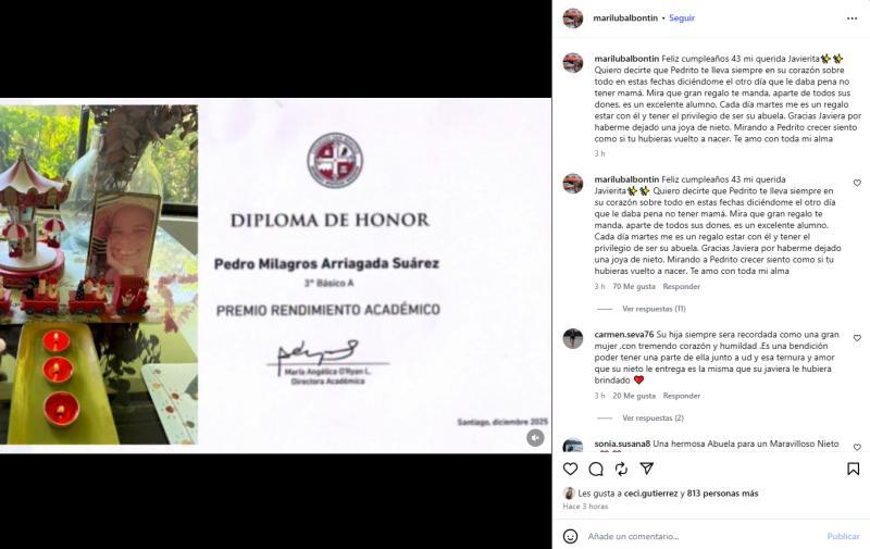 Marilú Balbontín, madre de Javiera Suárez | Instagram