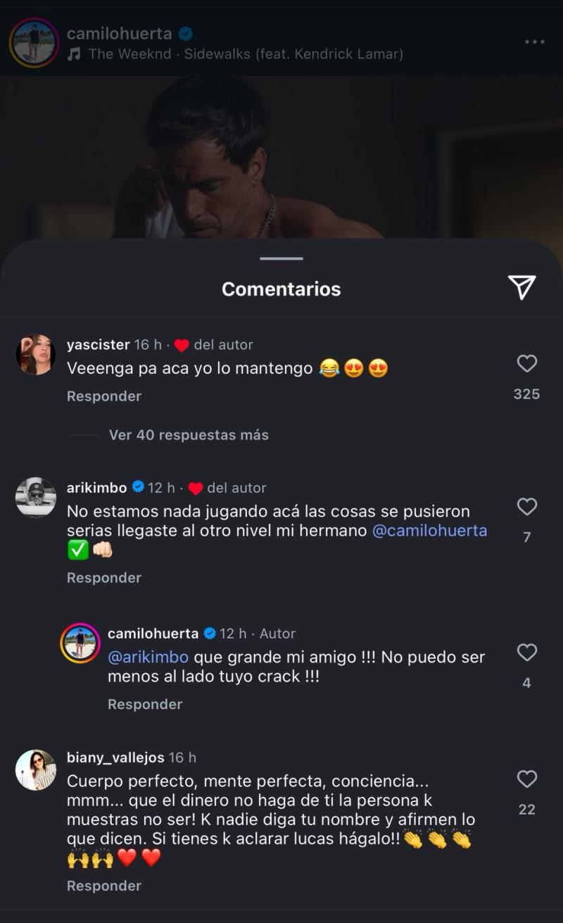 Reacciones que generó foto de Camilo Huerta - Instagram