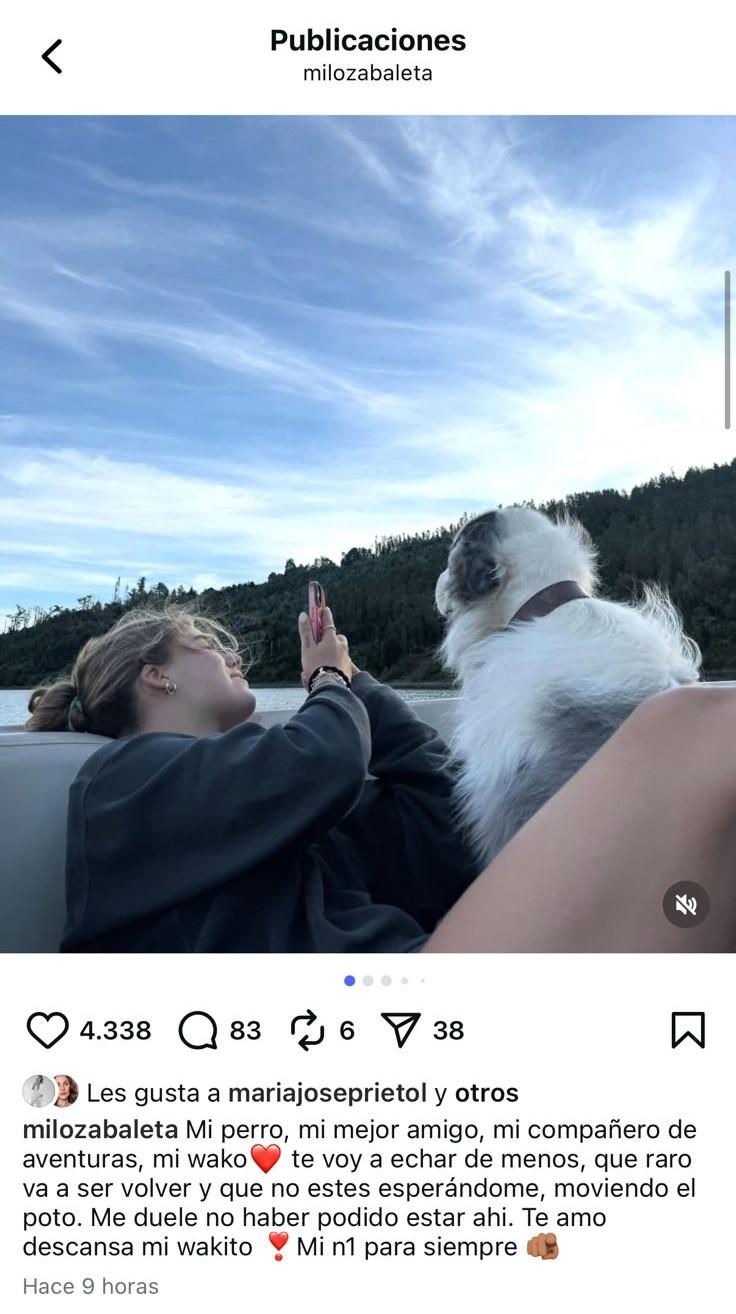 Milo Zabaleta lamentó triste pérdida - Instagram